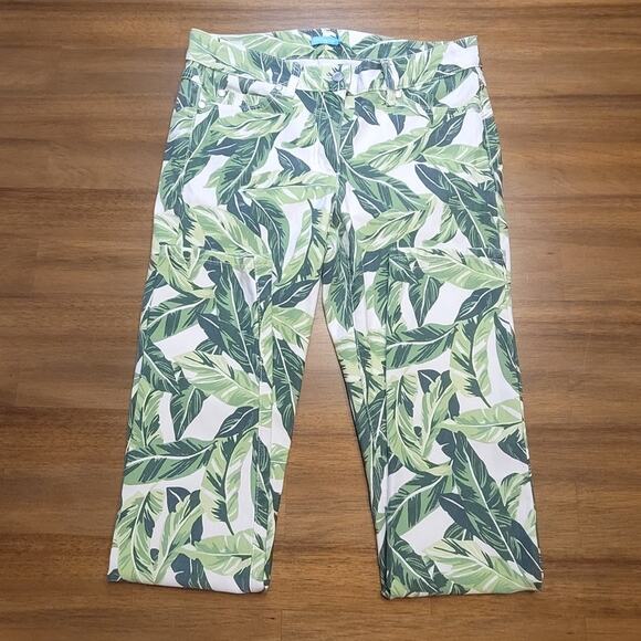 J.McLaughlin Palm Print Lexi Slim Jeans | Green White | Sz 2 NWOT - Picture 4 of 10